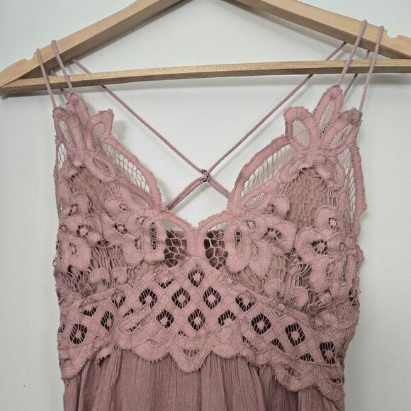 Free People Adella Lace Slip Mini Dress Size XS Pink Mauve - Picture 3 of 8